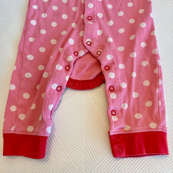 Baby Boden Pink Polka Dot Snap Romper Size 6–12 Months100% Cotton Footless - Picture 3 of 8